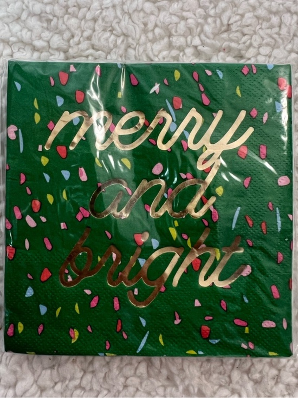 🎉2/$10 Kailo Chic "Merry and Bright" Paper with Foil Beverage Napkins